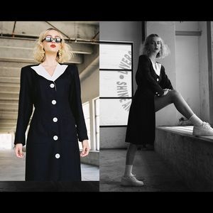 90’s black and white suit dress in silk